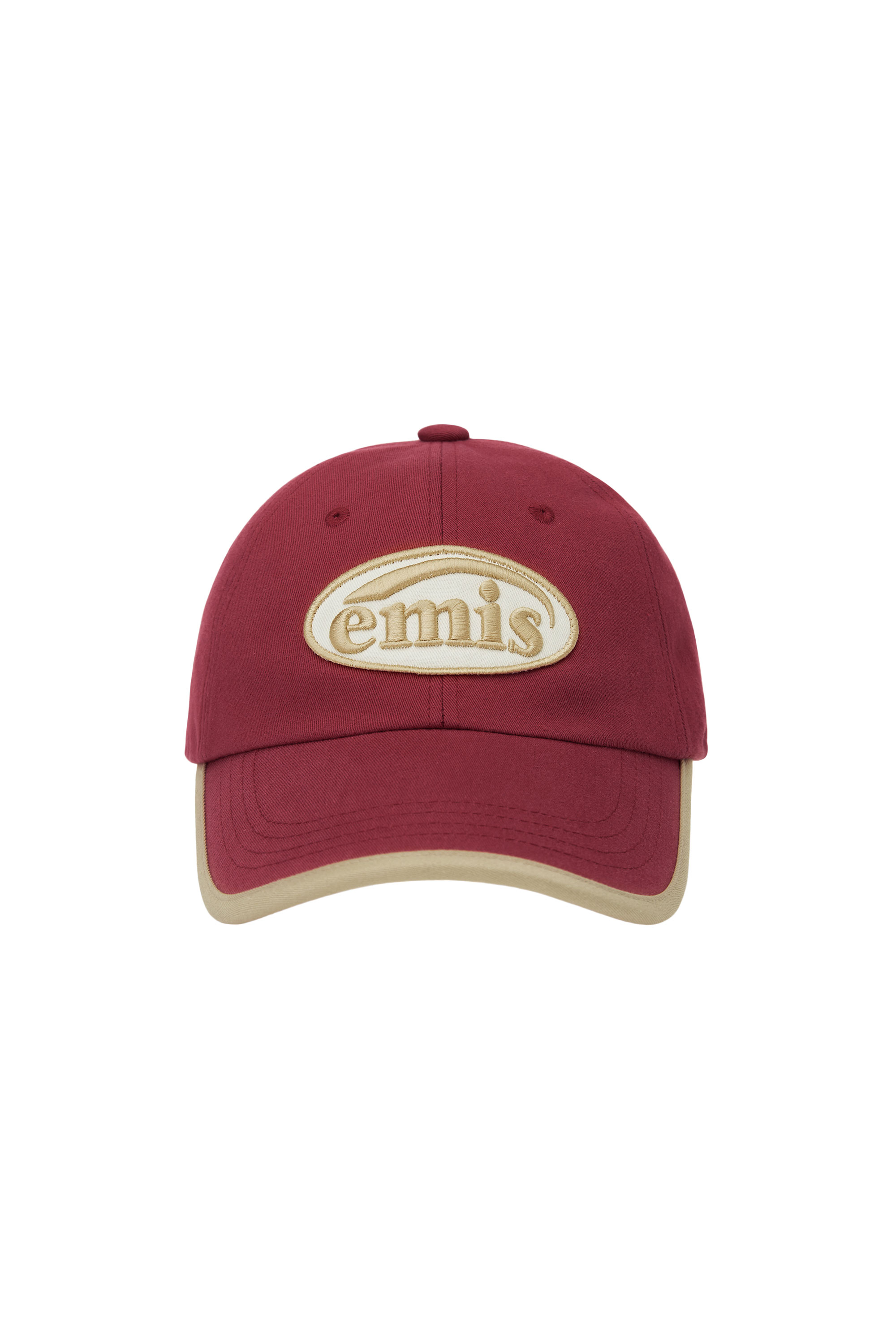 BEIGE TRIMMING BALL CAP-RED