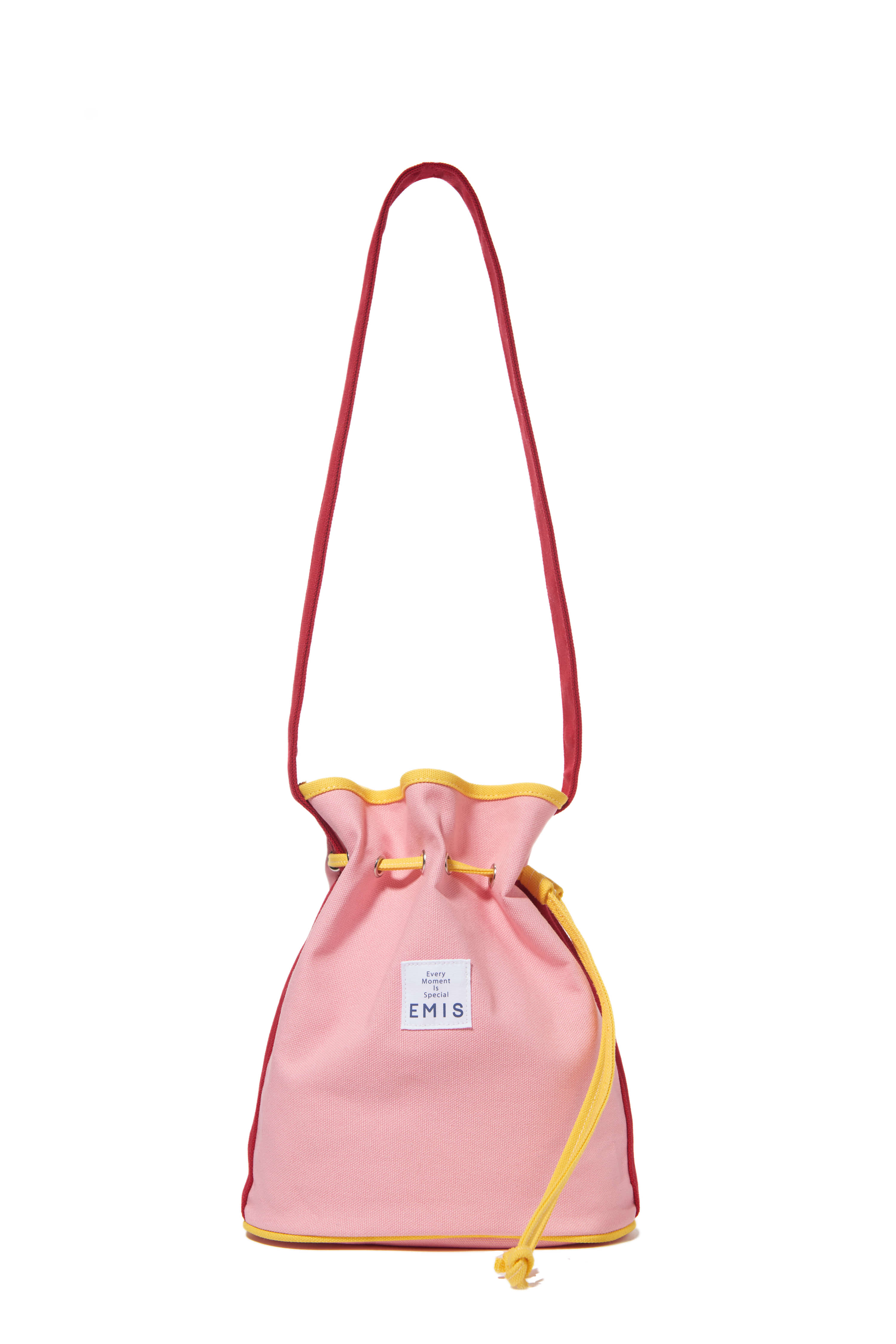 CANVAS STRING BUCKET BAG-PINK/RED