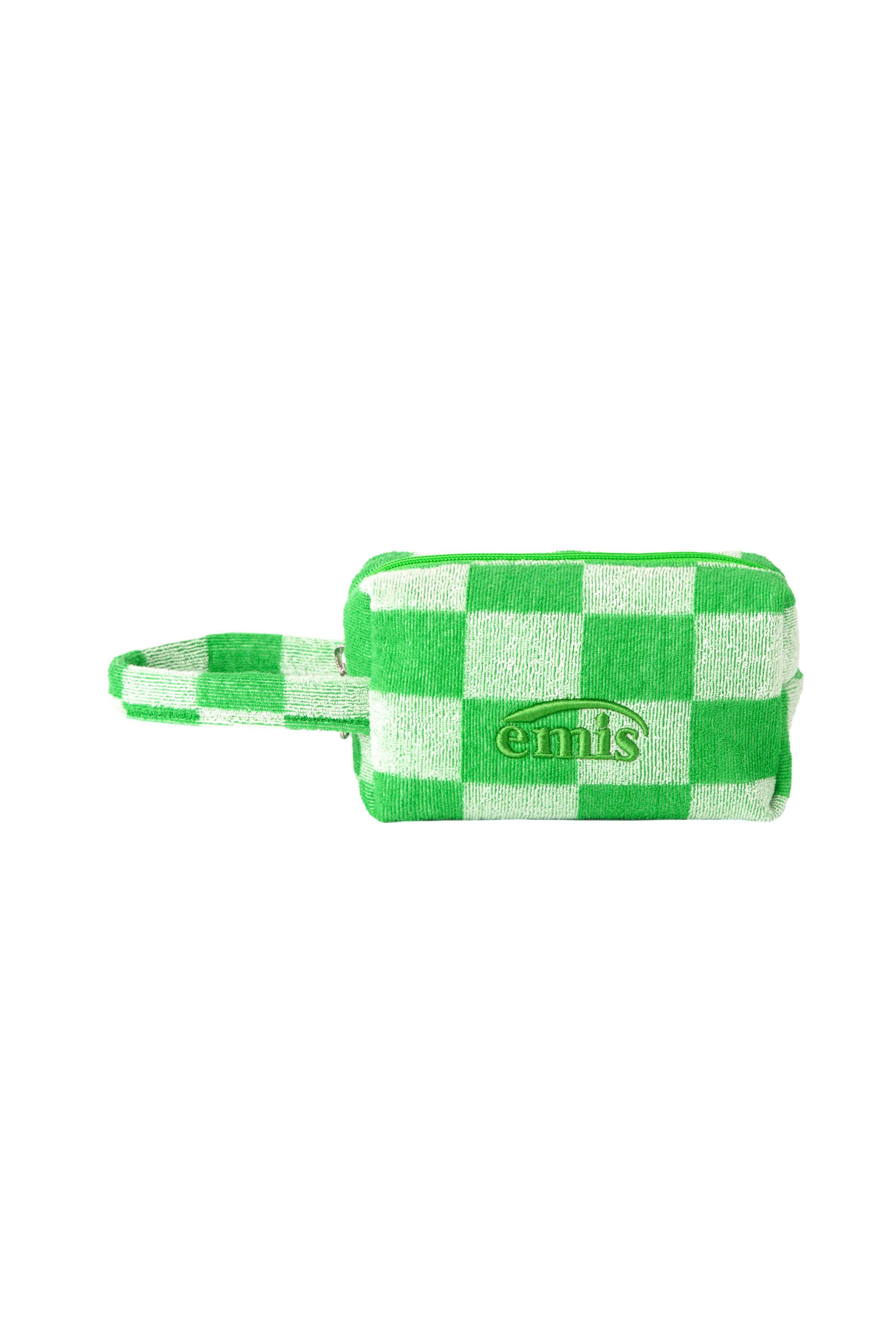 TERRY CHECK POUCH-LIGHT GREEN