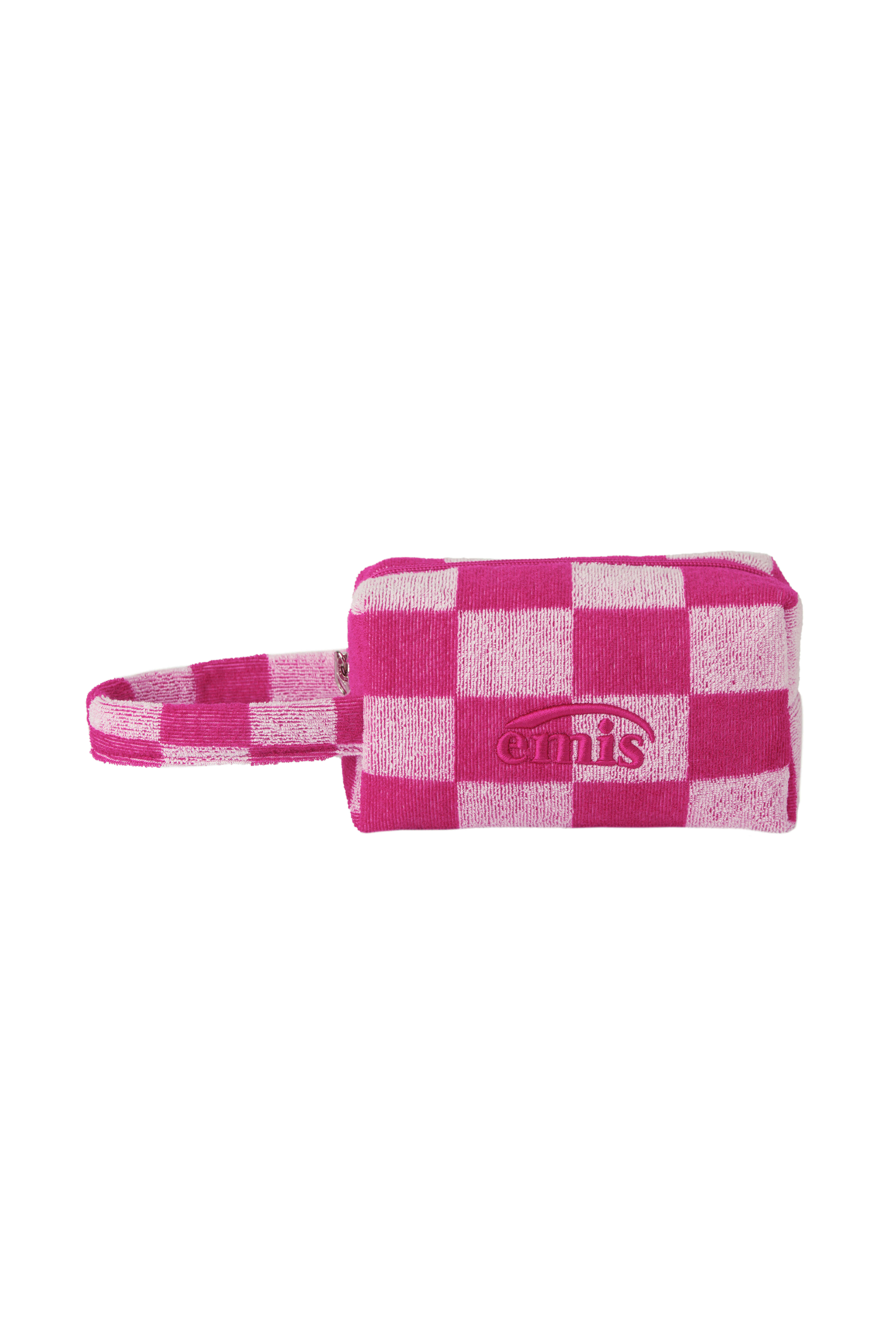 TERRY CHECK POUCH-PINK